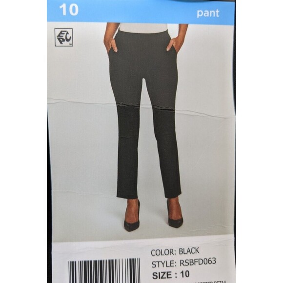 Rafaella Pant Women's Black Pull On Elastic Waist Straight Leg Ankle Size 10 - Picture 2 of 10